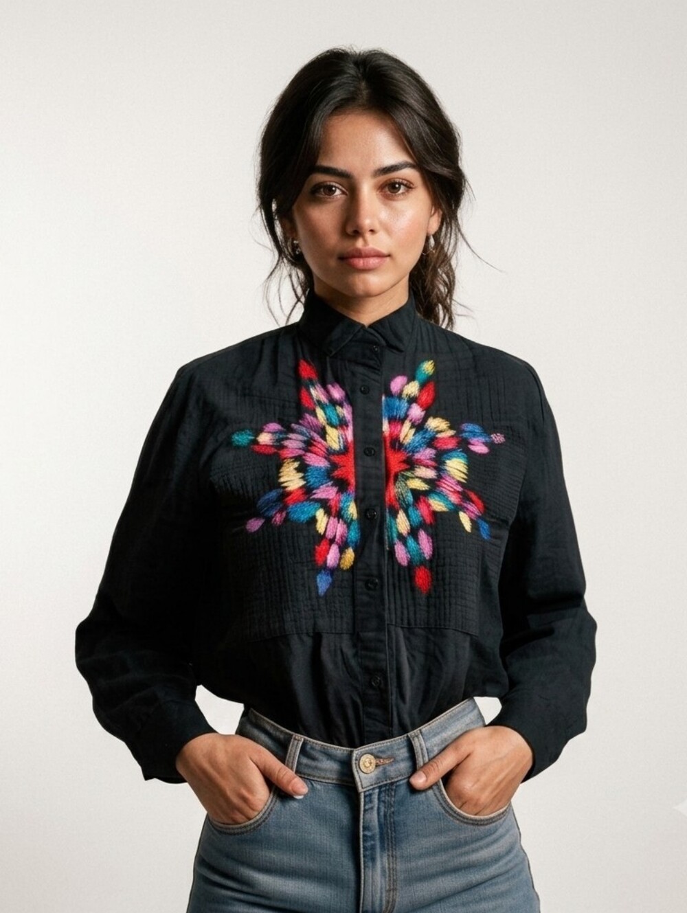 Southwest Canyon Vintage 1993 Embroidered Southwestern Button Up